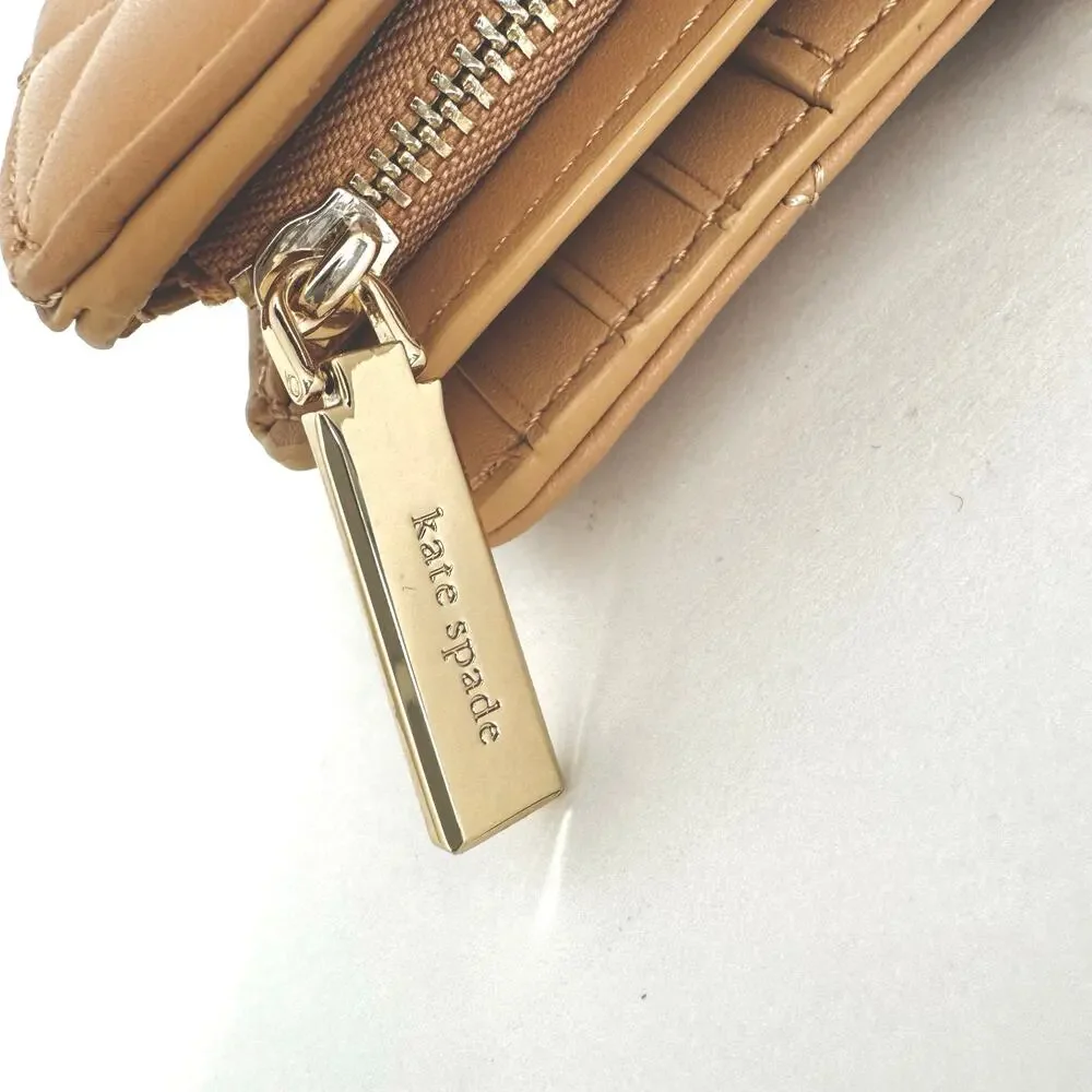 Kate Spade Carey Medium Quilted Folding Wallet with ID Window in Tiramisu Mousse